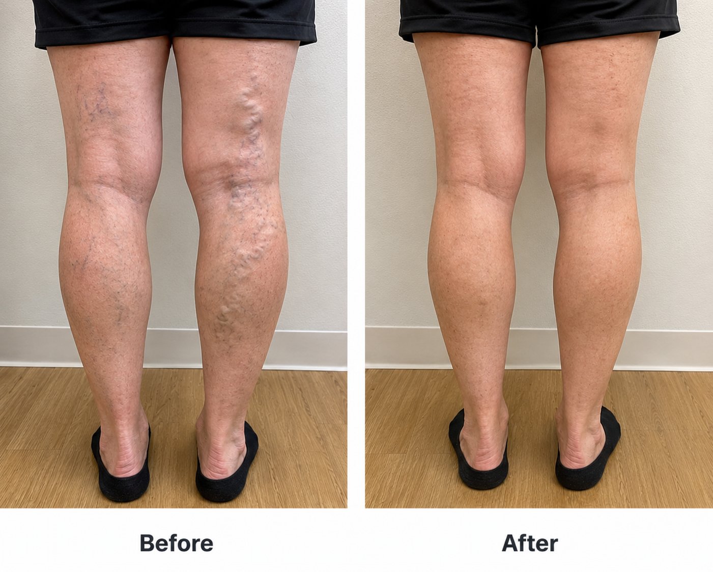 Before and after varicose vein treatment full legs - Lone Star Vein Clinic Georgetown TX