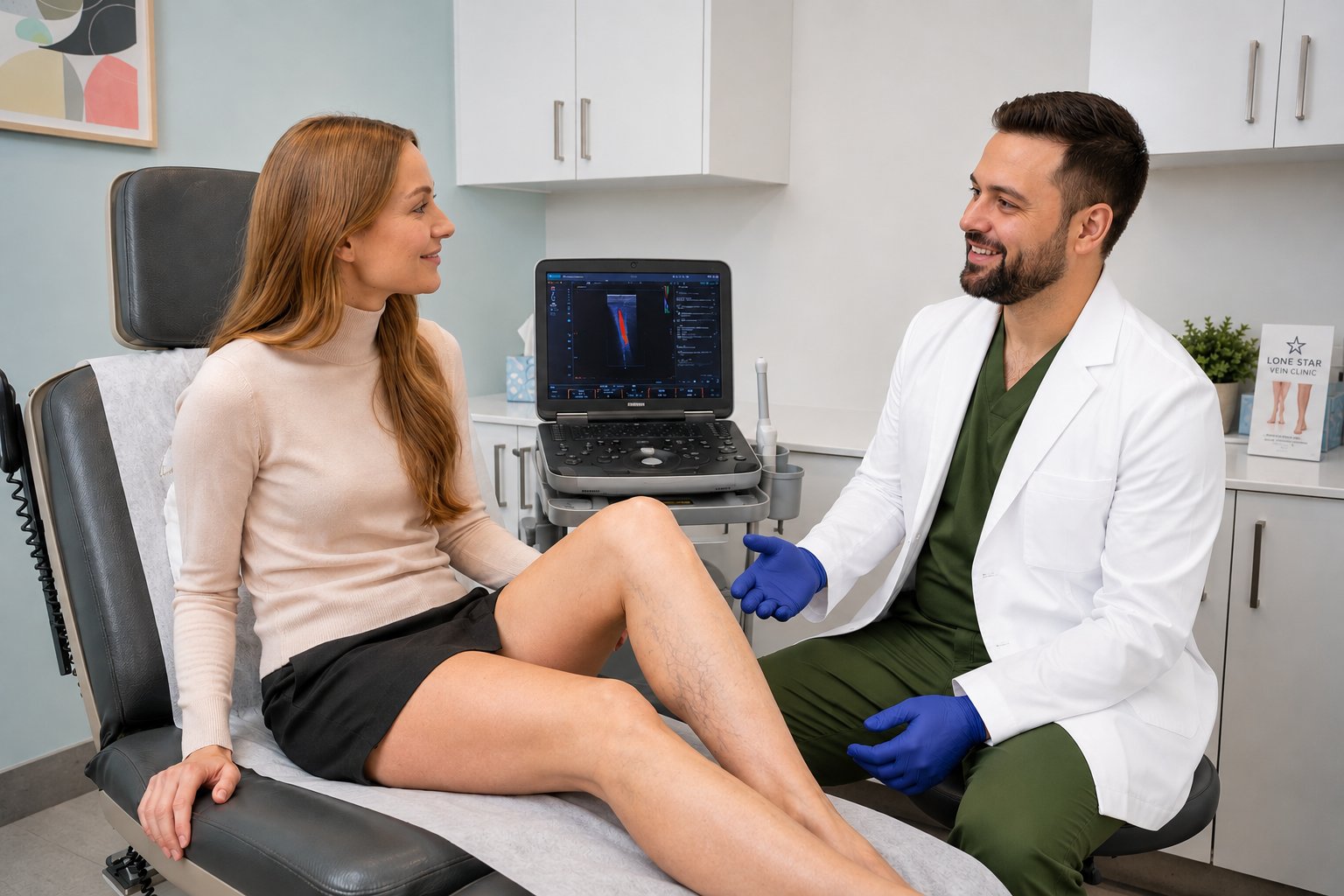Dr. Abdullah consulting with patient at Lone Star Vein Clinic Georgetown TX