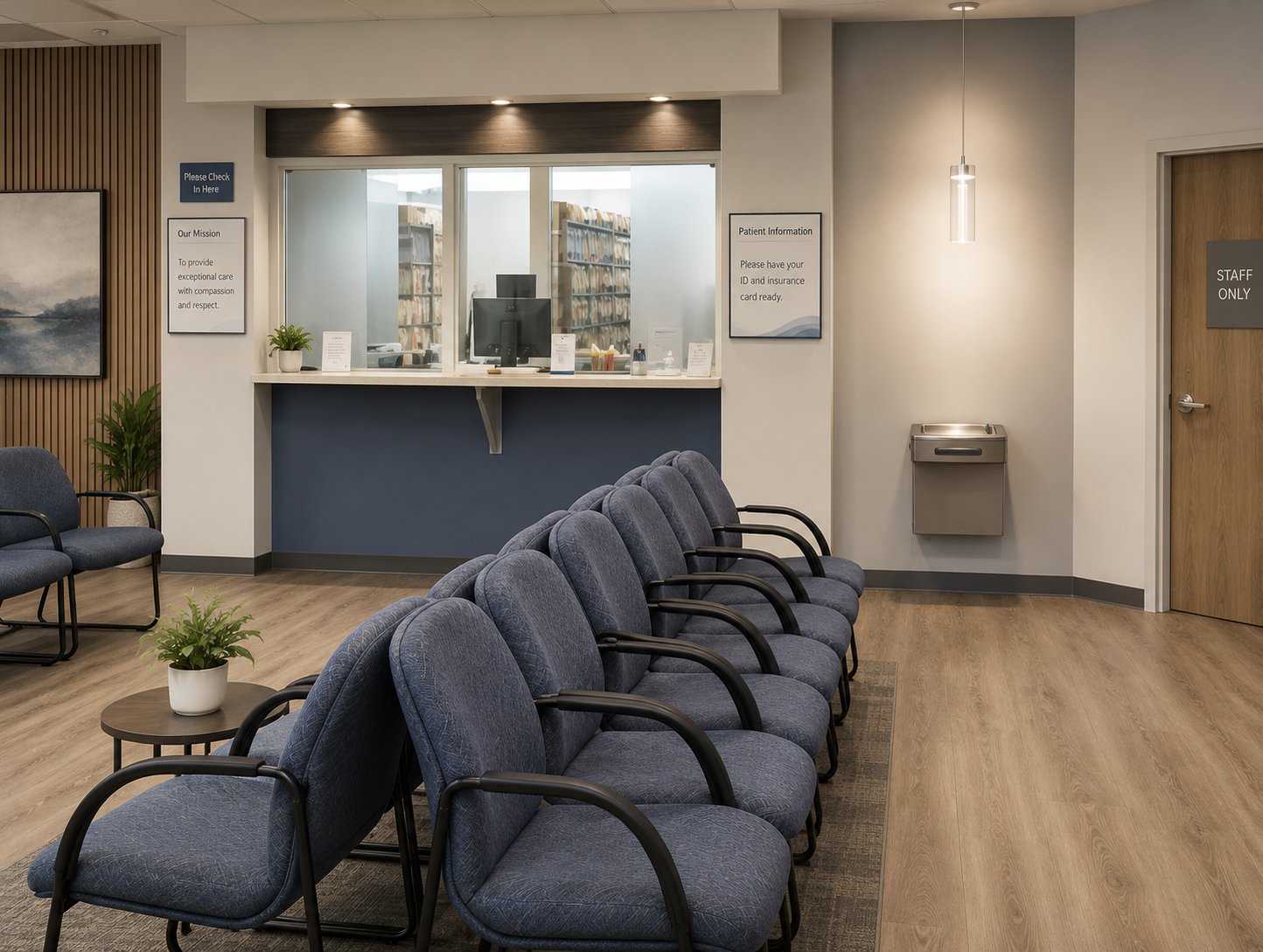 Lone Star Vein Clinic welcoming waiting room and reception area in Georgetown, TX