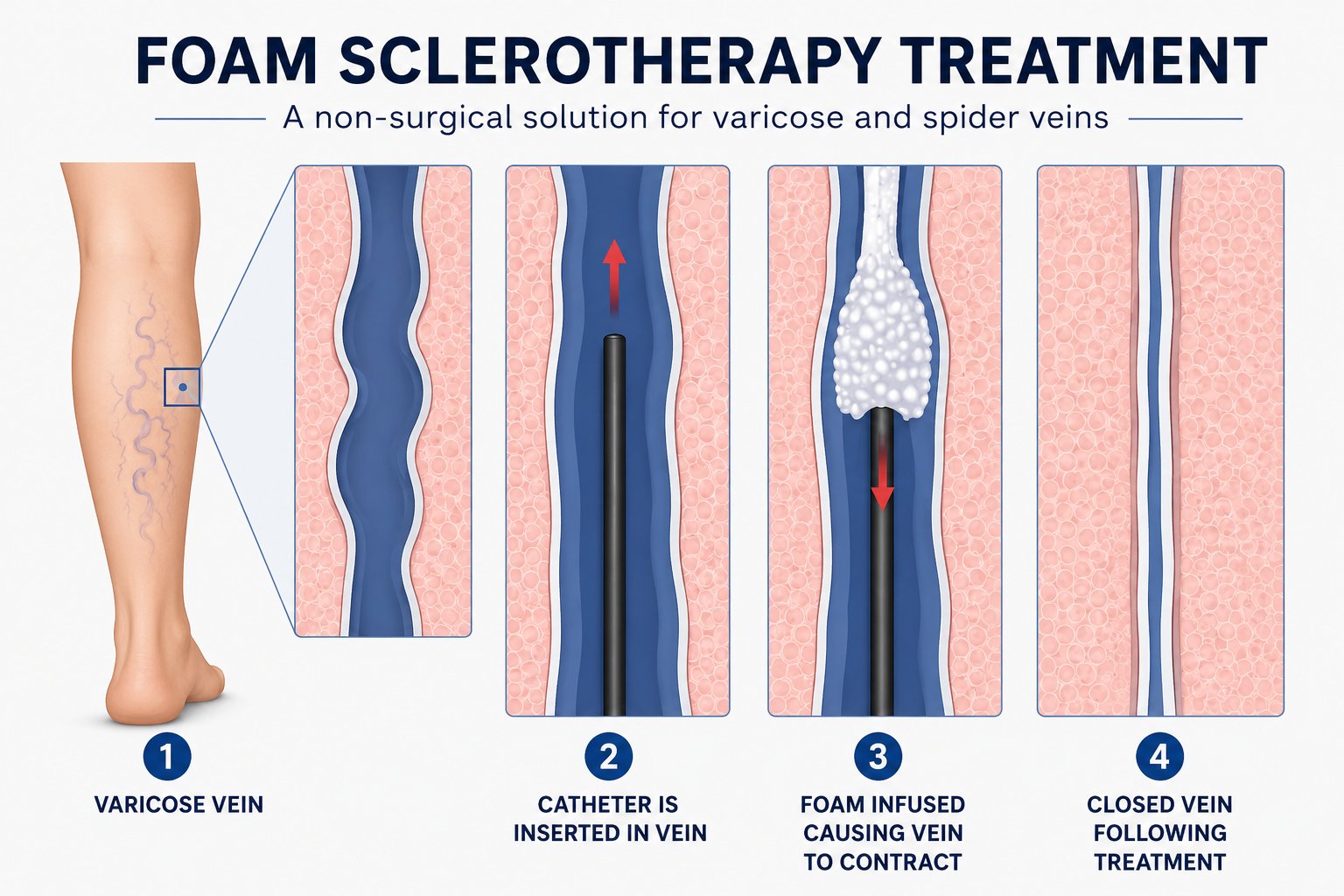 Sclerotherapy vein treatment process being performed at Lone Star Vein Clinic in Georgetown, TX