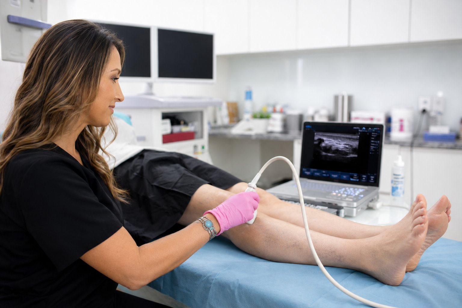 Venous duplex ultrasound scan at Lone Star Vein Clinic Georgetown TX - in-house diagnostic imaging